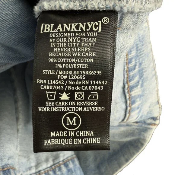 BLANKNYC Denim Moto Vest Grunge Biker 80's Light Wash Belted Medium Diagonal Zip - Picture 7 of 10